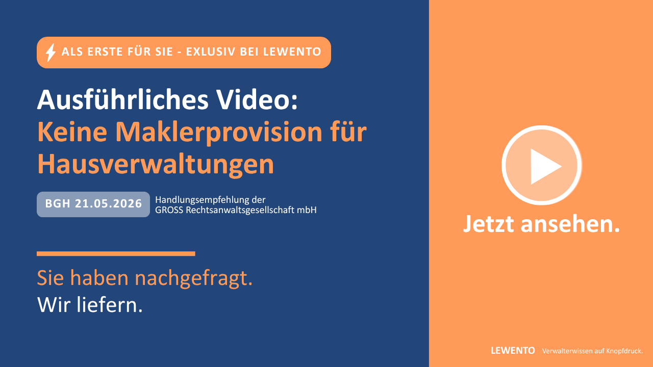 Das ausführliche Video zum Beitrag: Kein Provisionsanspruch für Hausverwaltungen